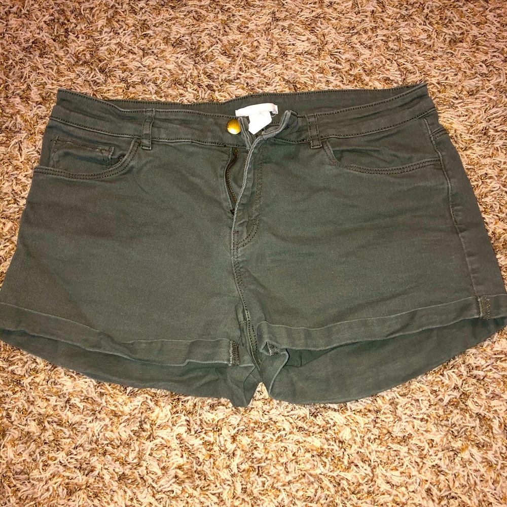Green Denim Shorts